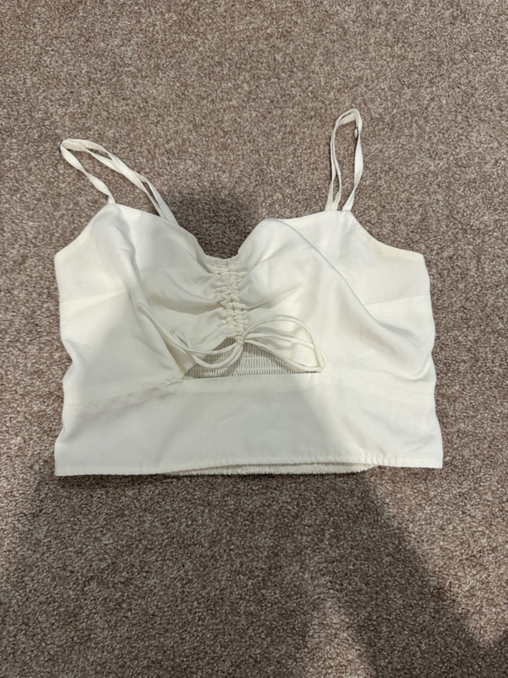 Women's White Ruched Front Cropped Cami Top